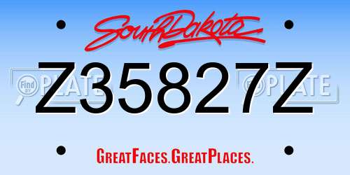 Z35827Z South Dakota License Plate
