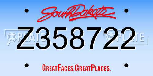 Z358722 South Dakota License Plate