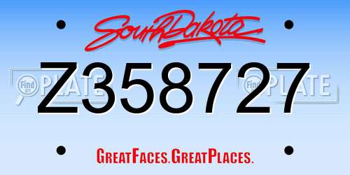 Z358727 South Dakota License Plate