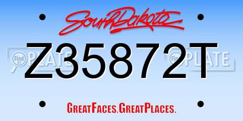Z35872T South Dakota License Plate