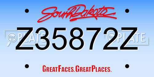 Z35872Z South Dakota License Plate