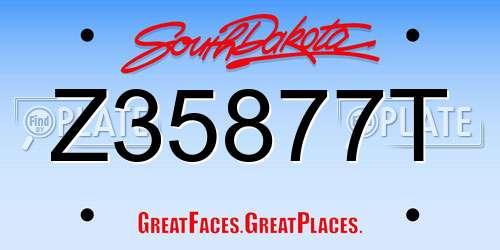 Z35877T South Dakota License Plate