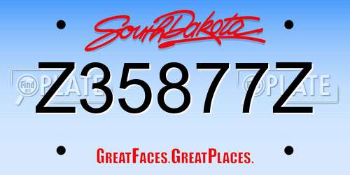 Z35877Z South Dakota License Plate