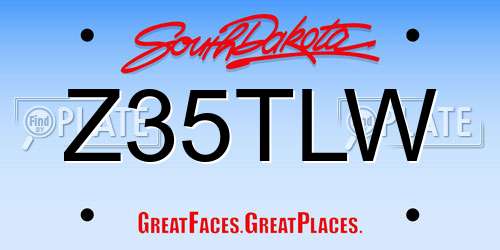 Z35TLW South Dakota License Plate