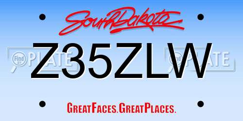 Z35ZLW South Dakota License Plate