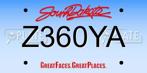Z360YA South Dakota License Plate