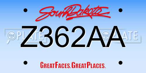 Z362AA South Dakota License Plate