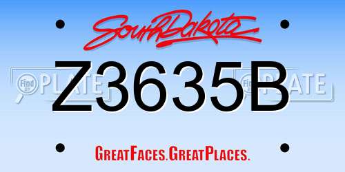 Z3635B South Dakota License Plate