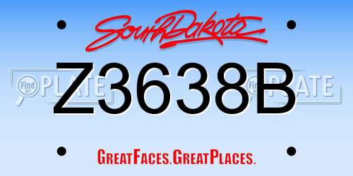 Z3638B South Dakota License Plate