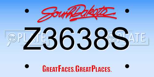 Z3638S South Dakota License Plate