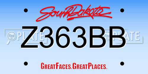 Z363BB South Dakota License Plate