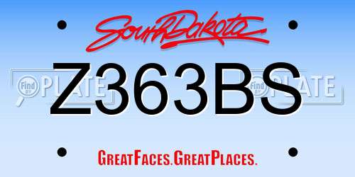 Z363BS South Dakota License Plate