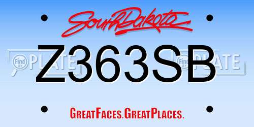 Z363SB South Dakota License Plate