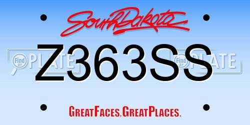 Z363SS South Dakota License Plate