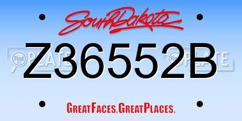 Z36552B South Dakota License Plate