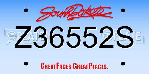 Z36552S South Dakota License Plate