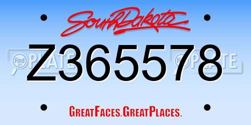 Z365578 South Dakota License Plate