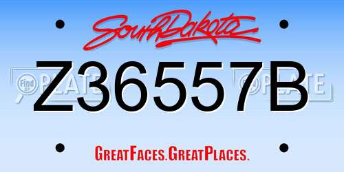 Z36557B South Dakota License Plate