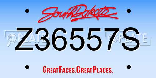 Z36557S South Dakota License Plate