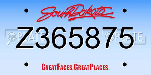 Z365875 South Dakota License Plate