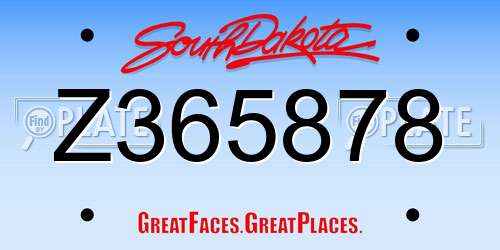Z365878 South Dakota License Plate