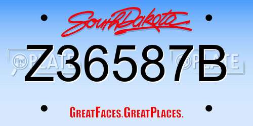 Z36587B South Dakota License Plate