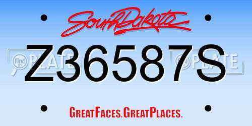 Z36587S South Dakota License Plate