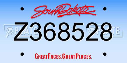 Z368528 South Dakota License Plate