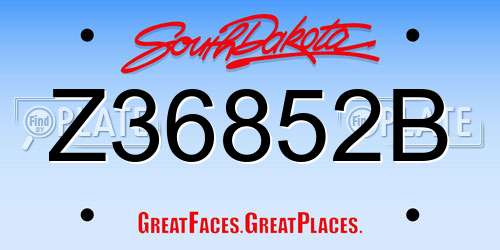Z36852B South Dakota License Plate