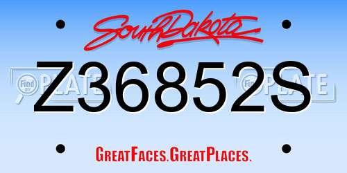 Z36852S South Dakota License Plate