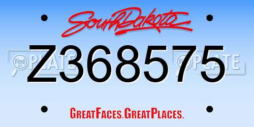Z368575 South Dakota License Plate