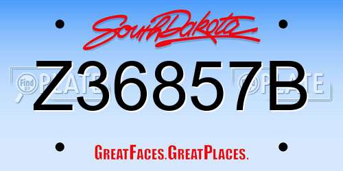 Z36857B South Dakota License Plate