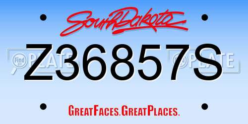 Z36857S South Dakota License Plate