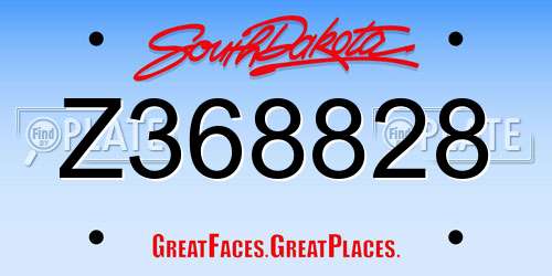 Z368828 South Dakota License Plate