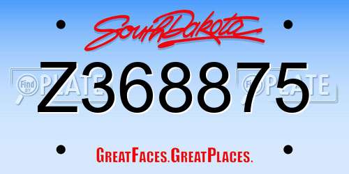 Z368875 South Dakota License Plate