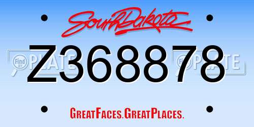Z368878 South Dakota License Plate