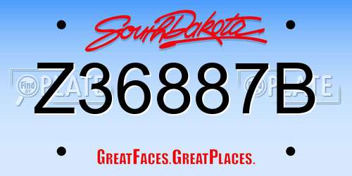 Z36887B South Dakota License Plate