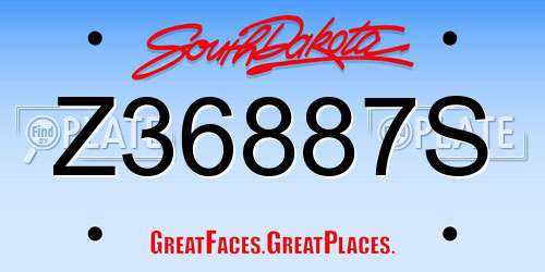 Z36887S South Dakota License Plate