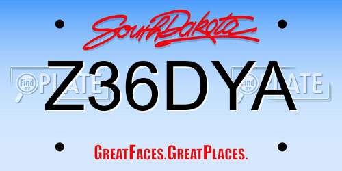 Z36DYA South Dakota License Plate