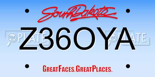 Z36OYA South Dakota License Plate