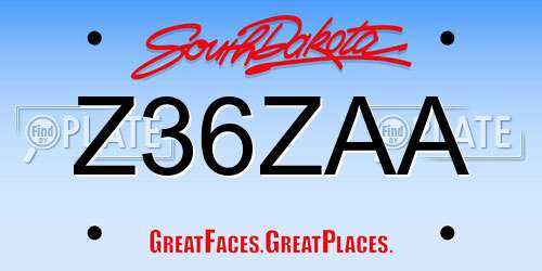 Z36ZAA South Dakota License Plate
