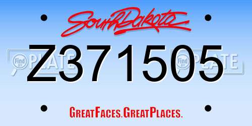 Z371505 South Dakota License Plate