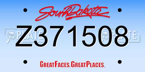 Z371508 South Dakota License Plate