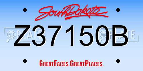 Z37150B South Dakota License Plate
