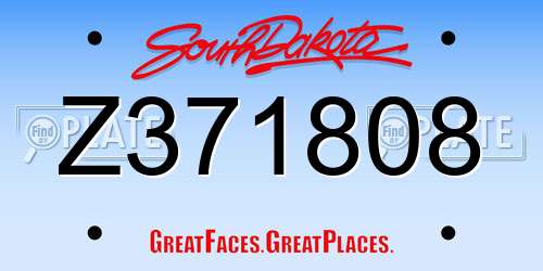 Z371808 South Dakota License Plate