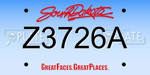 Z3726A South Dakota License Plate