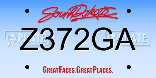 Z372GA South Dakota License Plate