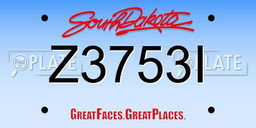 Z3753I South Dakota License Plate