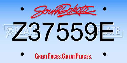 Z37559E South Dakota License Plate