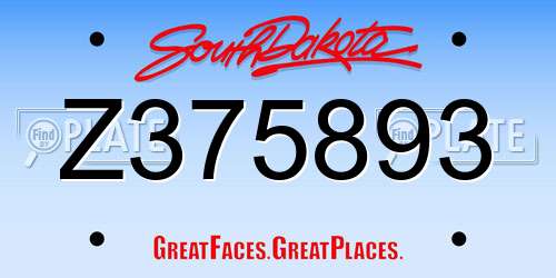 Z375893 South Dakota License Plate